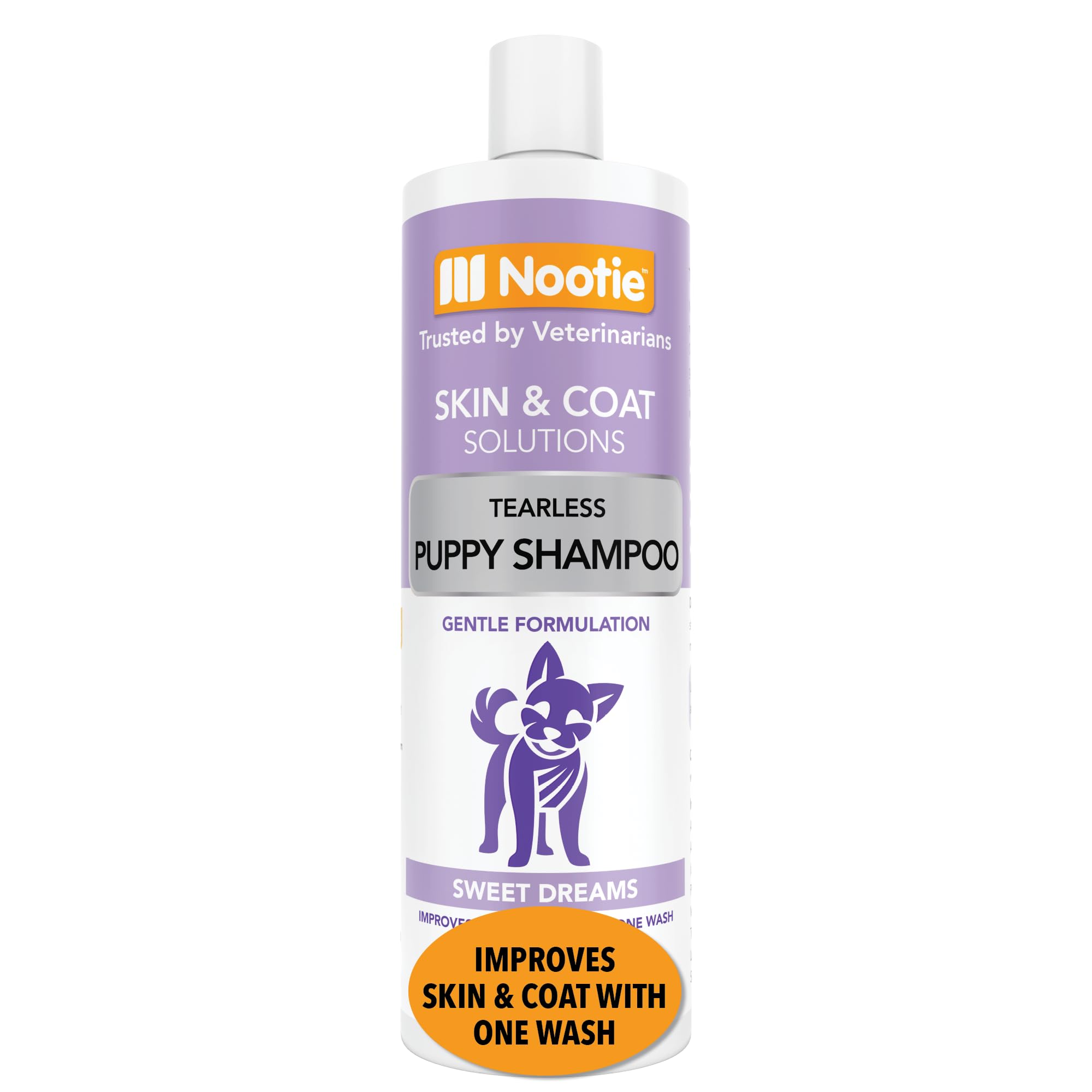 Nootie packaging avant montrant le flacon et la promesse sans larmes