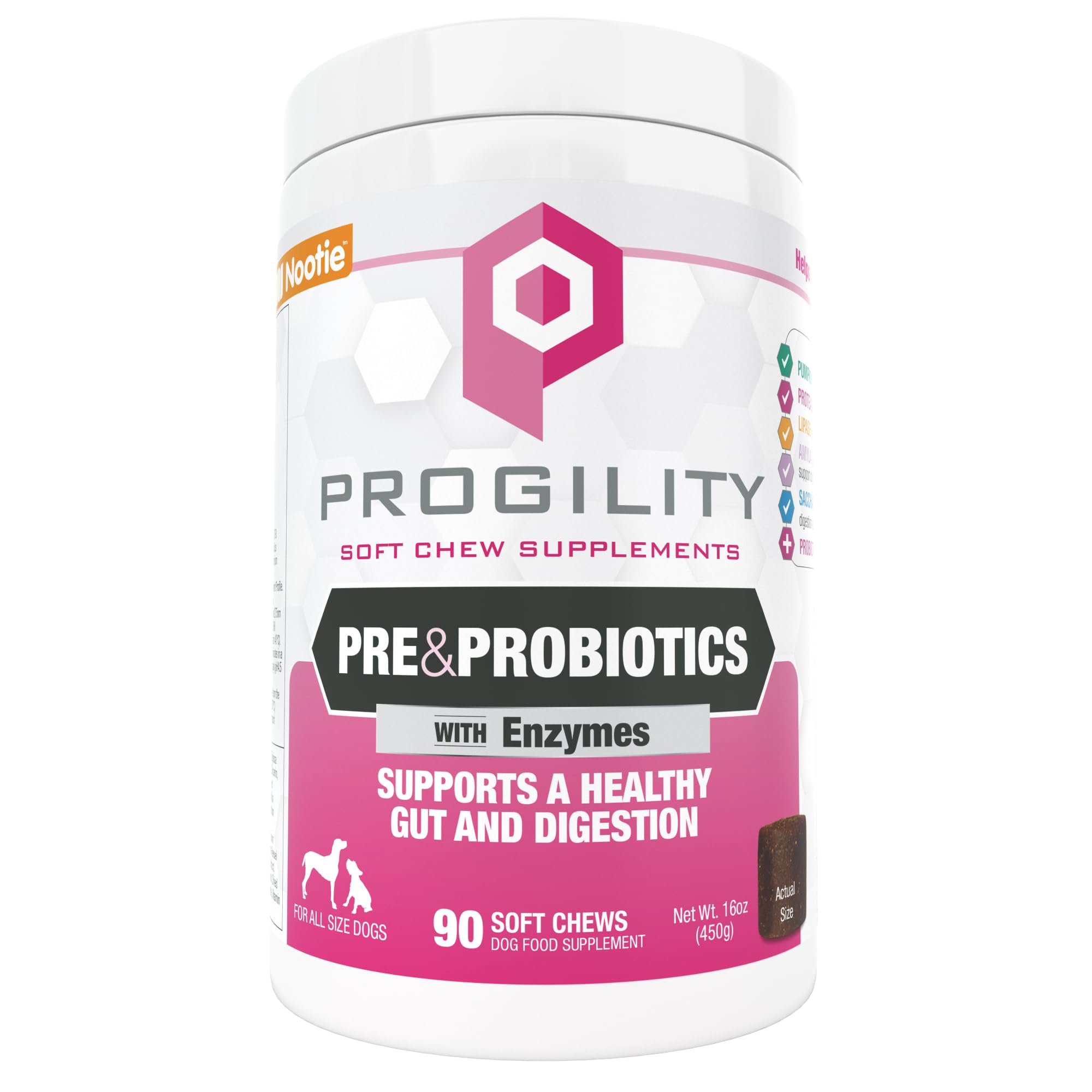 Nootie Progility emballage avant montrant le produit et bénéfice soutien digestif