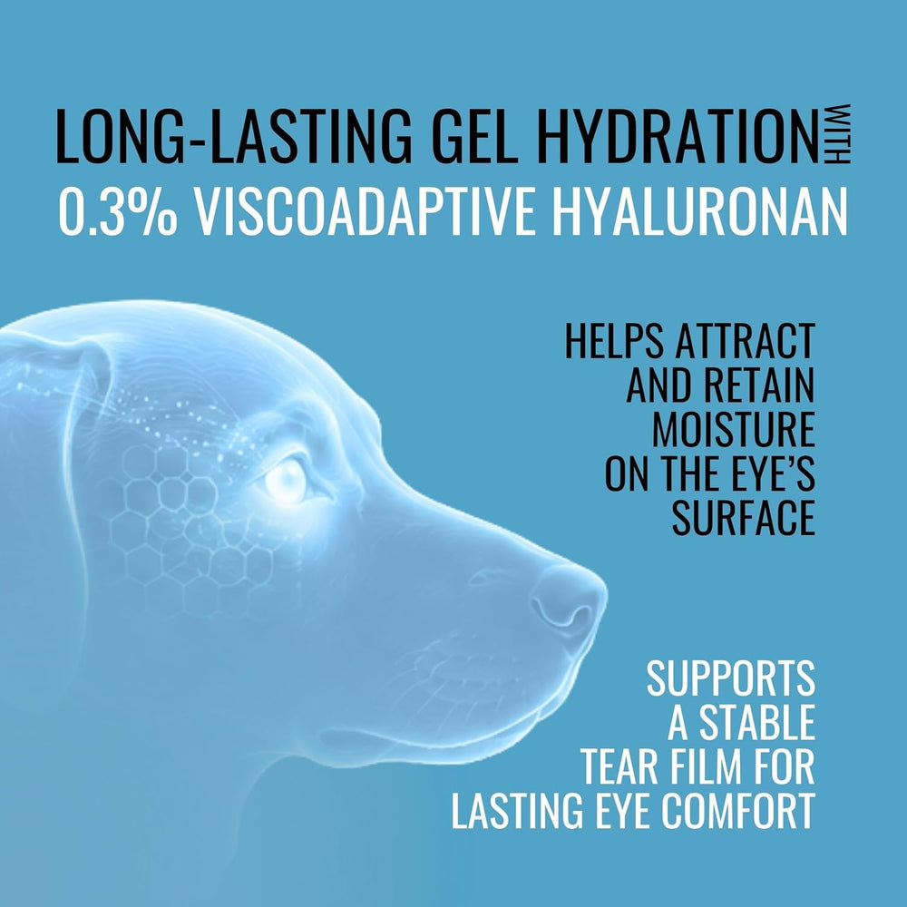 NOVEHA gel oculaire texture épaisse montrée sur doseuse pour lubrification durable