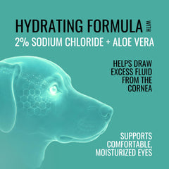 NOVEHA HydraPet démonstration d'application sur un chien pour soulager yeux irrités