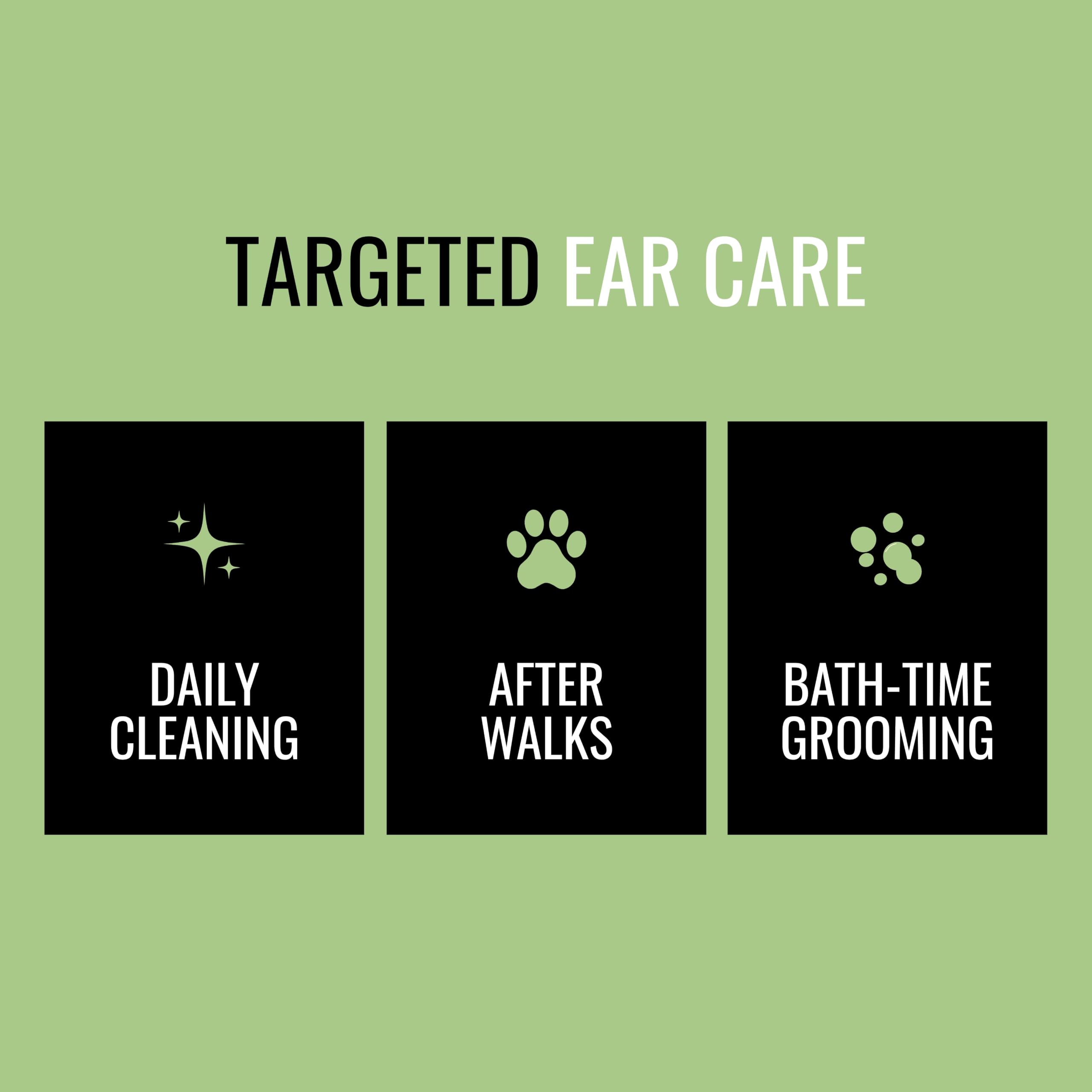 NOVEHA lingette en usage sur oreille de chien pour nettoyage rapide