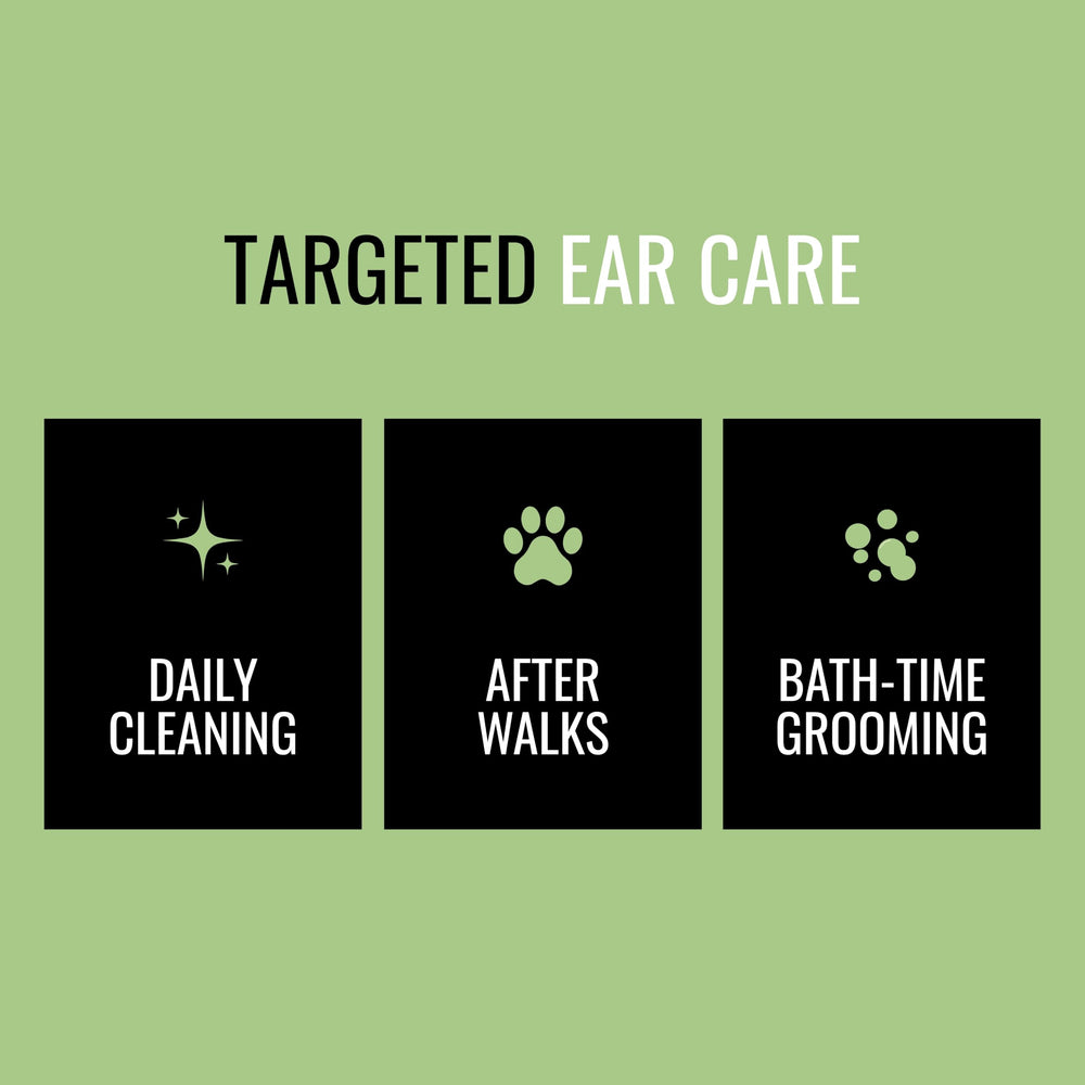 NOVEHA lingette en usage sur oreille de chien pour nettoyage rapide
