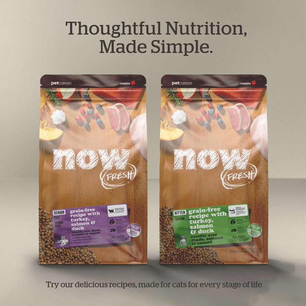 Now Fresh étiquette nutrition détaillée affichant analyses garanties et ingrédients naturels