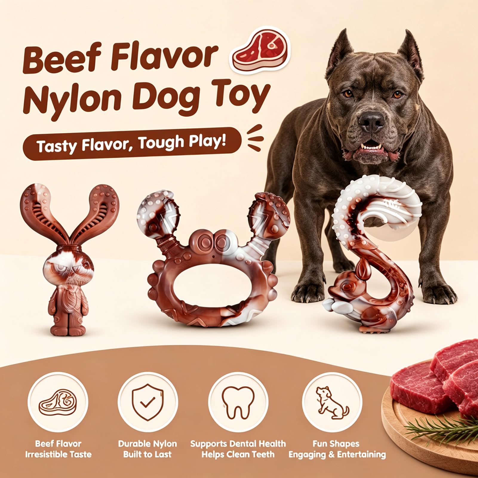 Chien mordant jouet NTFWG en forme de lapin, favorise jeu prolongé sécurisé