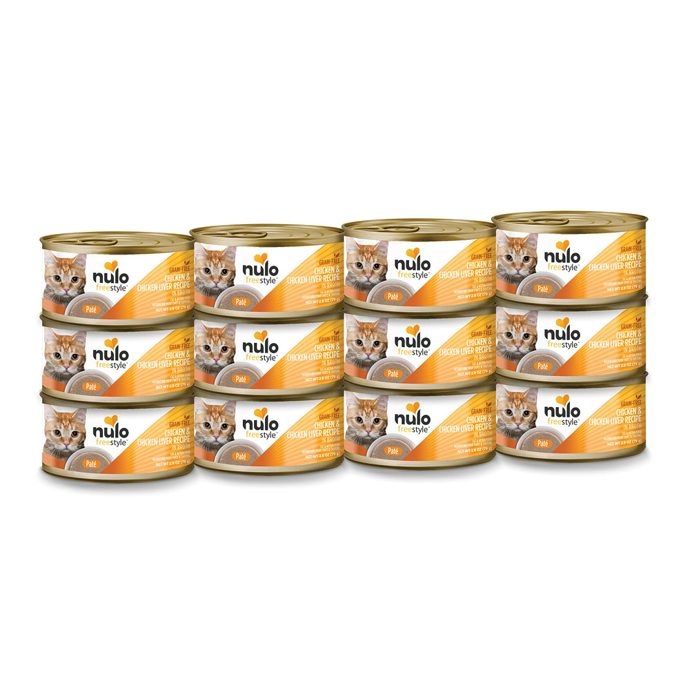 Nulo packaging avant poulet et foie montrant design et bénéfice propreté