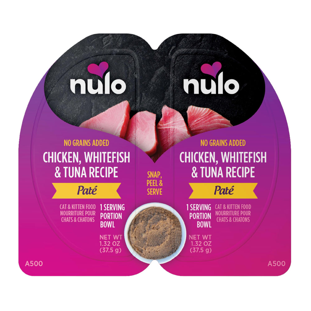 Nulo pâté gobelet avant montrant l'emballage pratique et portionnable