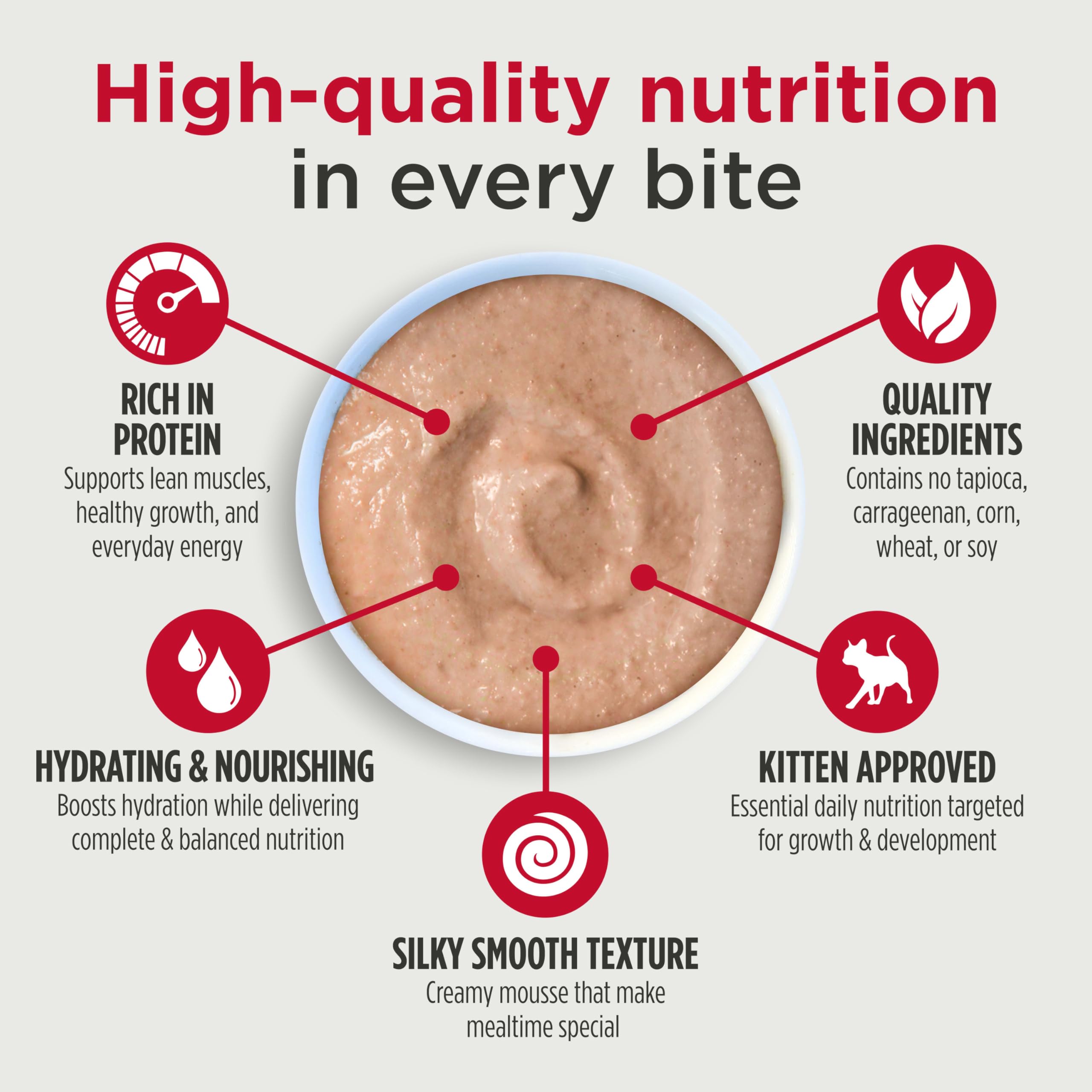 Nulo mousse servie dans une assiette, favorise l'appétit et hydratation
