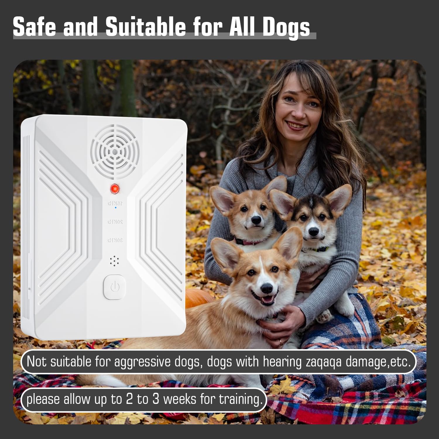 Nupec panneau de réglage montrant les trois modes pour adapter la fréquence au chien