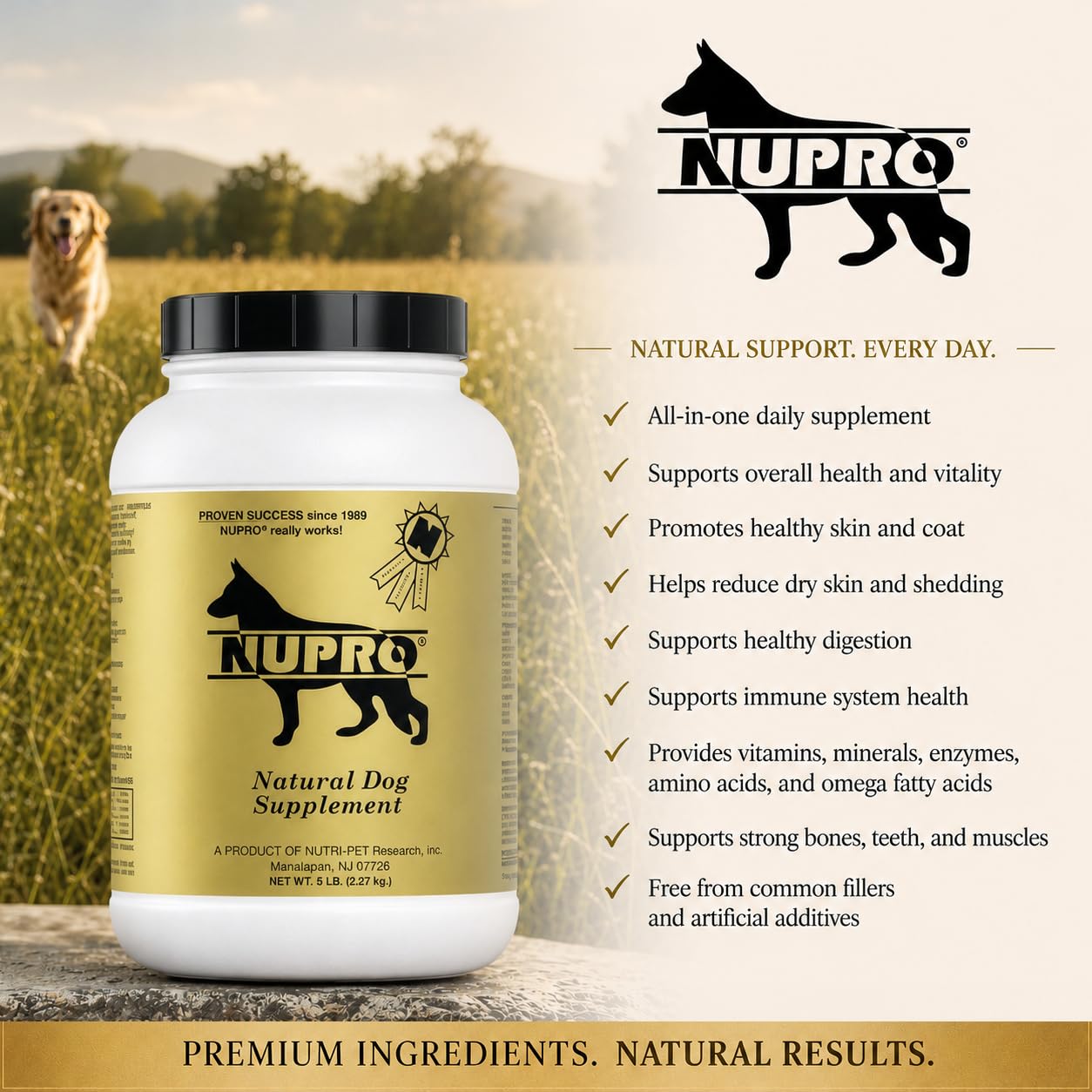 Nupro étiquette informations nutritionnelles et conseils d'utilisation