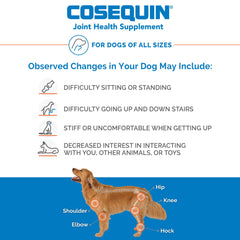 Nutramax Cosequin comparaison de taille de la gélule pour petits chiens et chats, bénéfice adaptation pratique