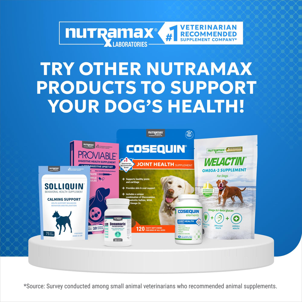 Étiquette Nutramax Cosequin Elements montrant la liste d’ingrédients et transparence produit