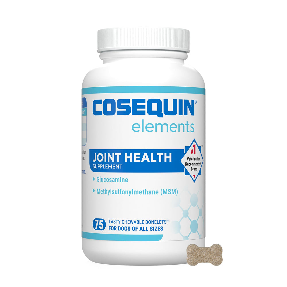 Nutramax Cosequin Elements boîte frontale montrant le format 75 comprimés et facilité d’usage
