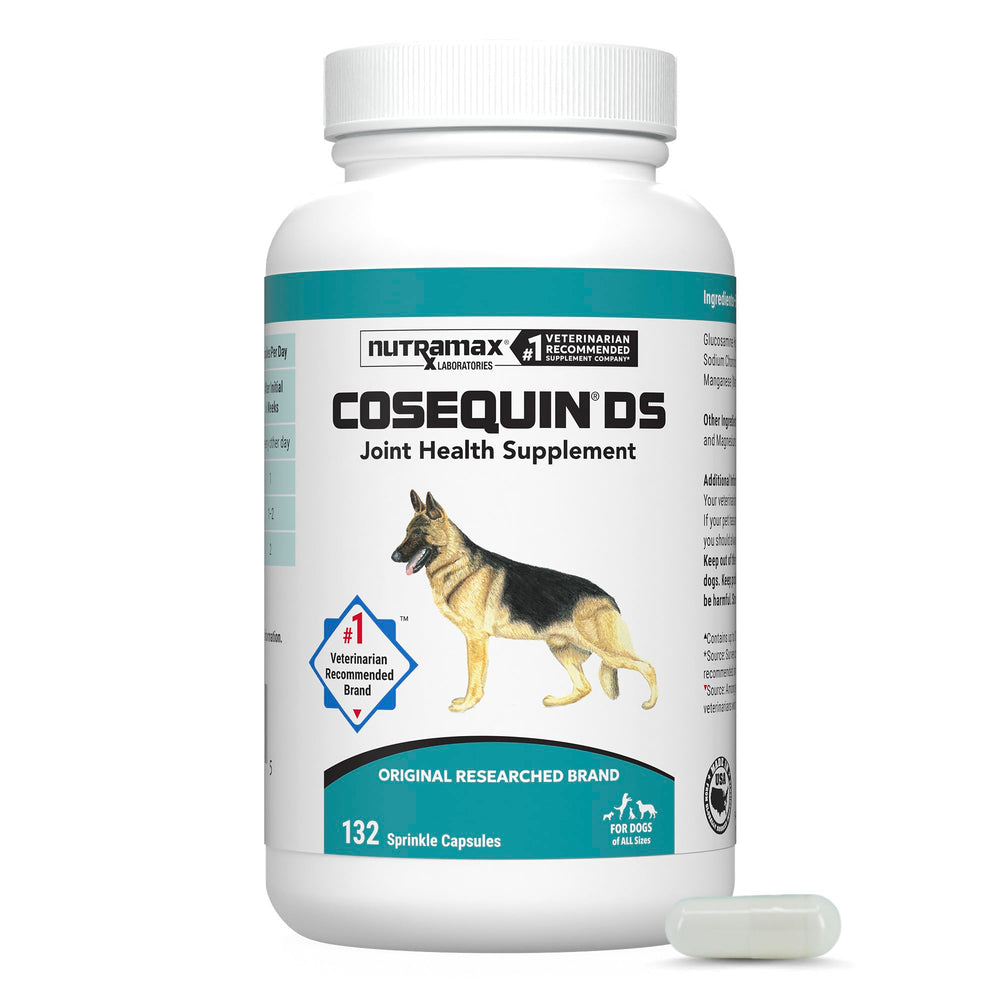 Nutramax Cosequin emballage avant montrant le format 132 capsules et l’information produit