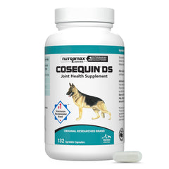 Nutramax Cosequin emballage avant montrant le format 132 capsules et l’information produit