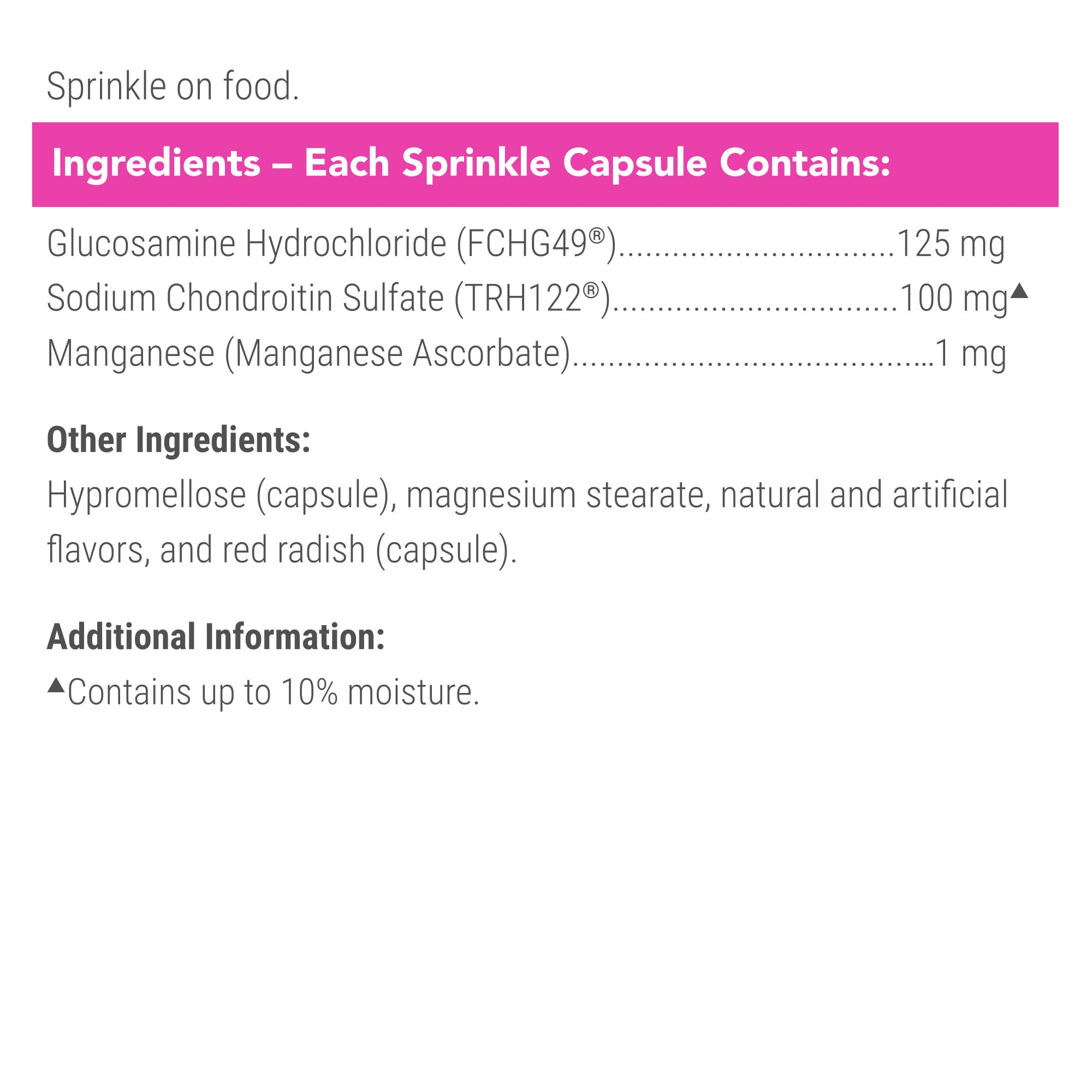 Étiquette Nutramax Cosequin listant glucosamine et chondroïtine reconnues