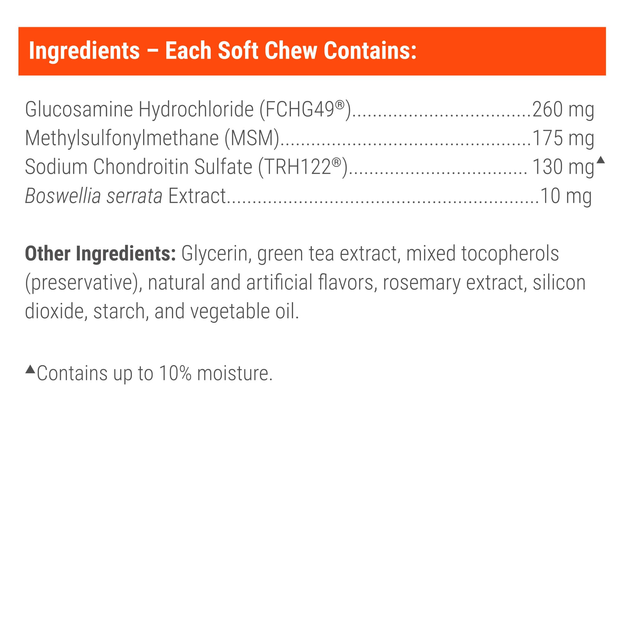 Nutramax Cosequin Minis vue latérale de l’emballage illustrant instructions et informations produit claires