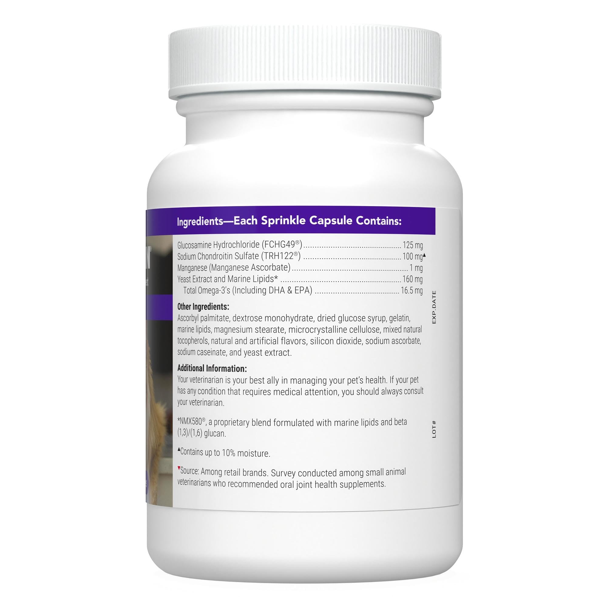 Nutramax Cosequin Senior gélule ouverte révélant poudre facile à saupoudrer
