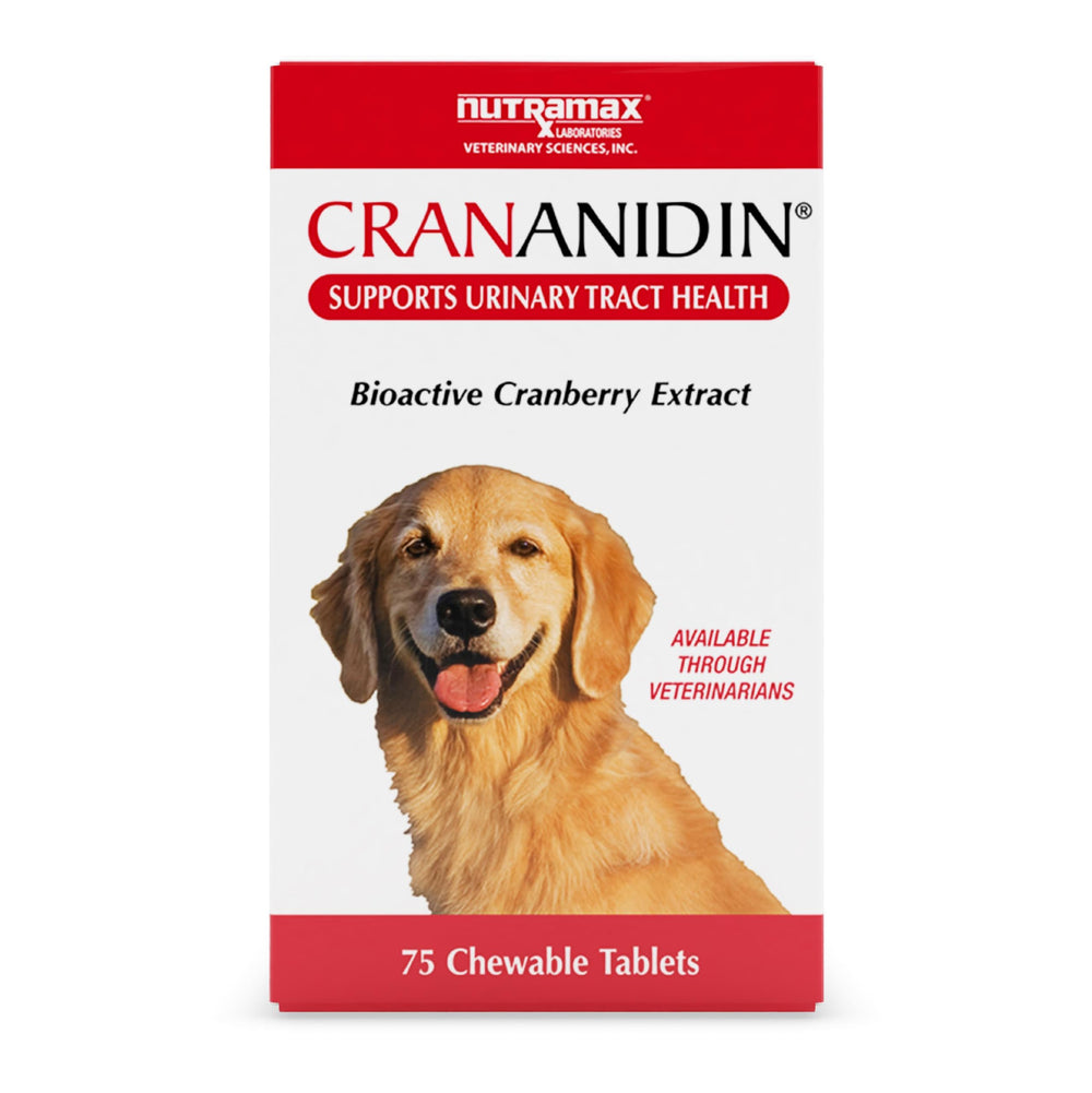 Nutramax Crananidin face de l'emballage montrant le format 75 comprimés pour administration facile