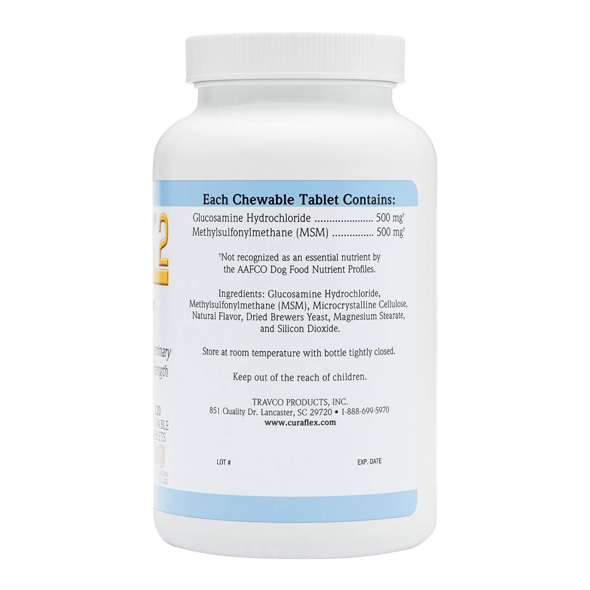 Nutramax Curaflex gros plan tablette mâchable montrant texture et format pratique