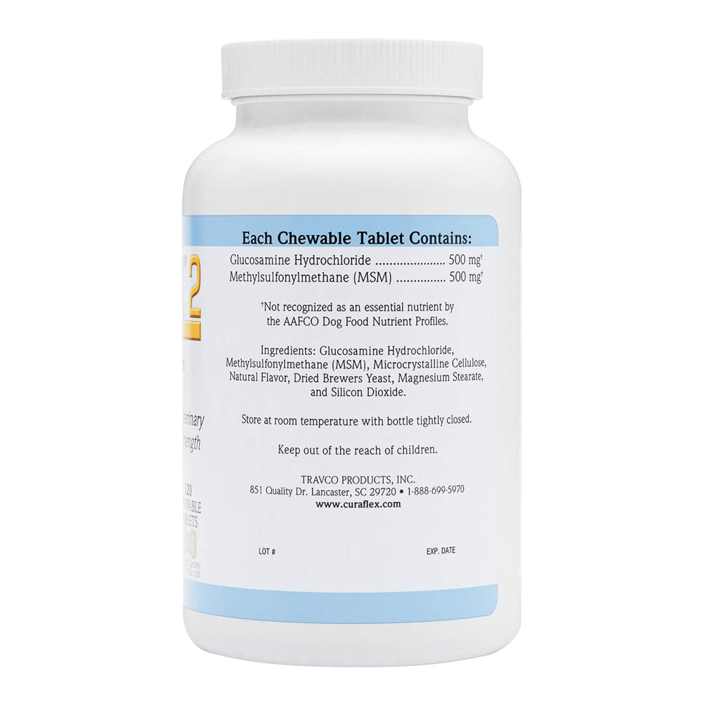 Nutramax Curaflex gros plan tablette mâchable montrant texture et format pratique