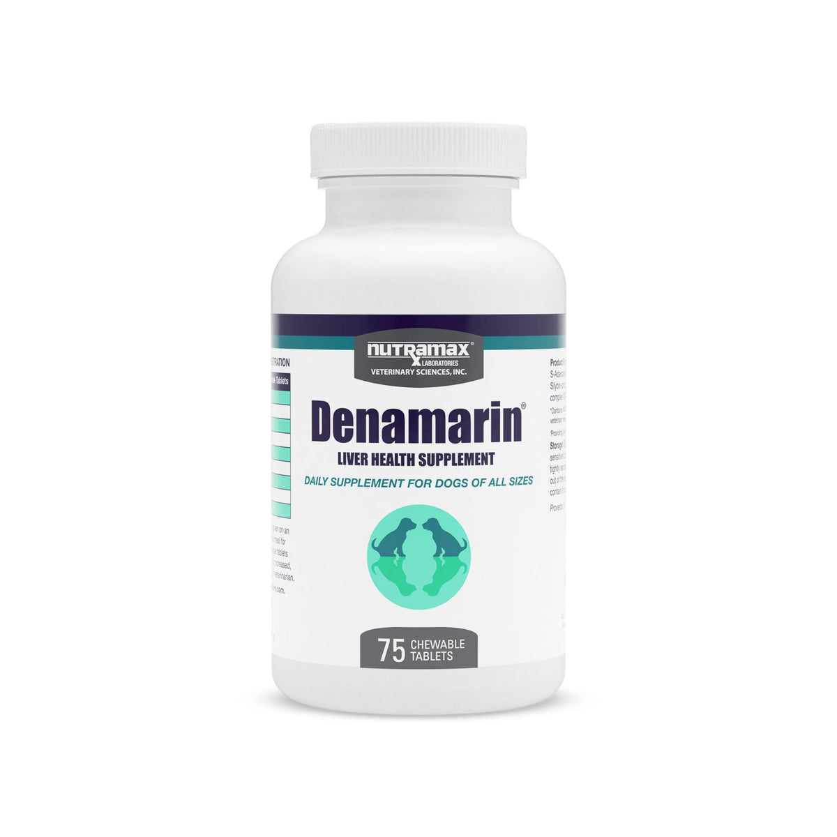 Nutramax Denamarin boîte avant montrant 75 comprimés et bénéfice soutien hépatique
