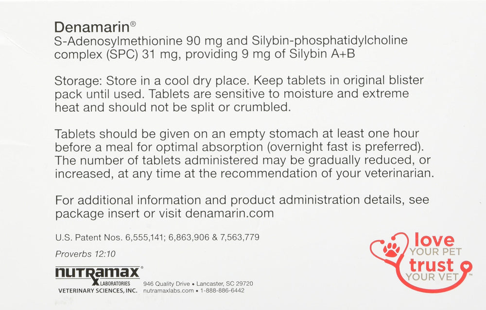 Nutramax Denamarin comprimé gros plan montrant texture et facilité d'administration