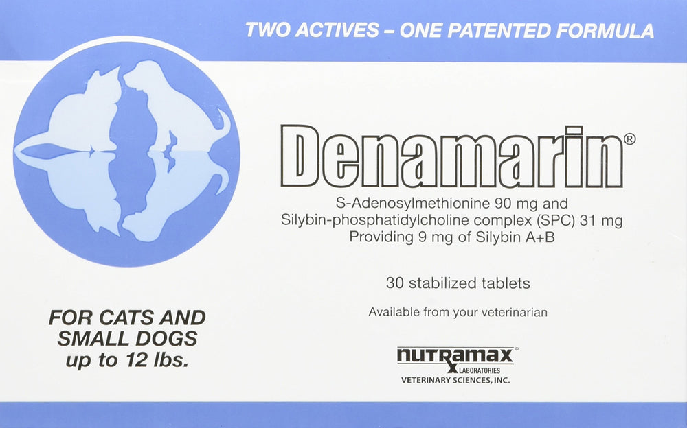 Nutramax Denamarin emballage avant montrant le produit et bénéfice soutien hépatique