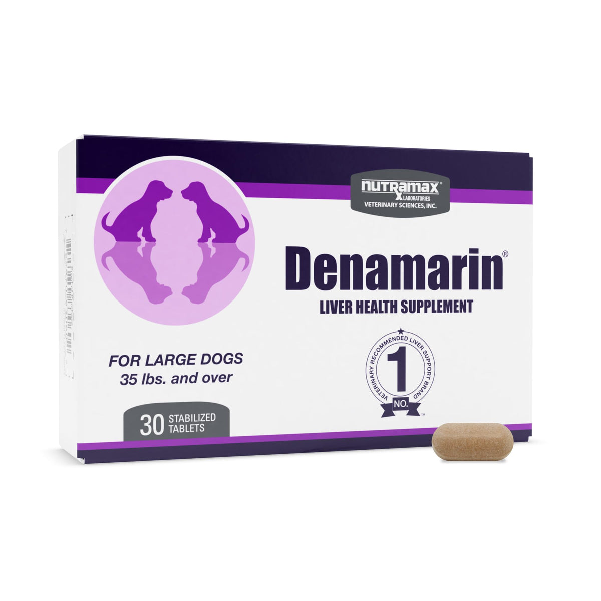Nutramax Denamarin vue de face de la boîte montrant la marque et le produit