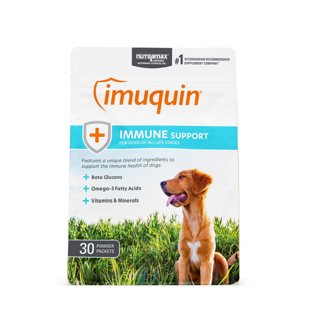 Nutramax Imuquin emballage avant montrant le produit et ses bénéfices
