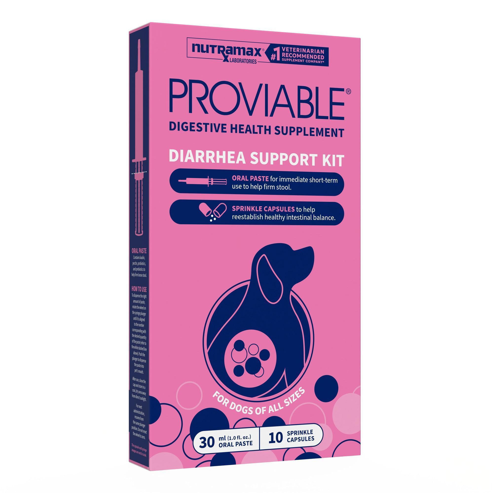 Nutramax Proviable emballage avant montrant le kit pratique pour chiens
