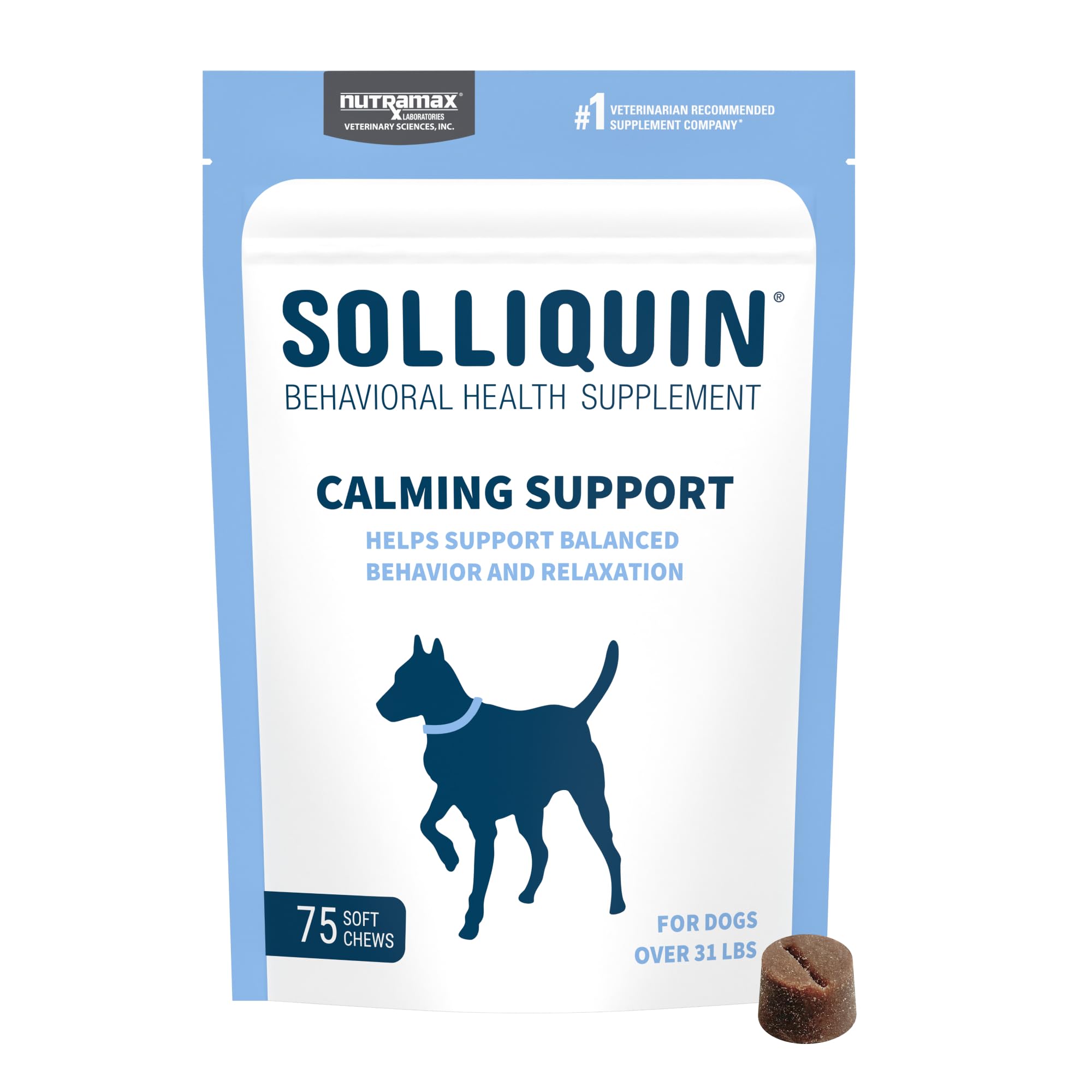 Nutramax Solliquin emballage avant montrant le produit et bénéfice calme
