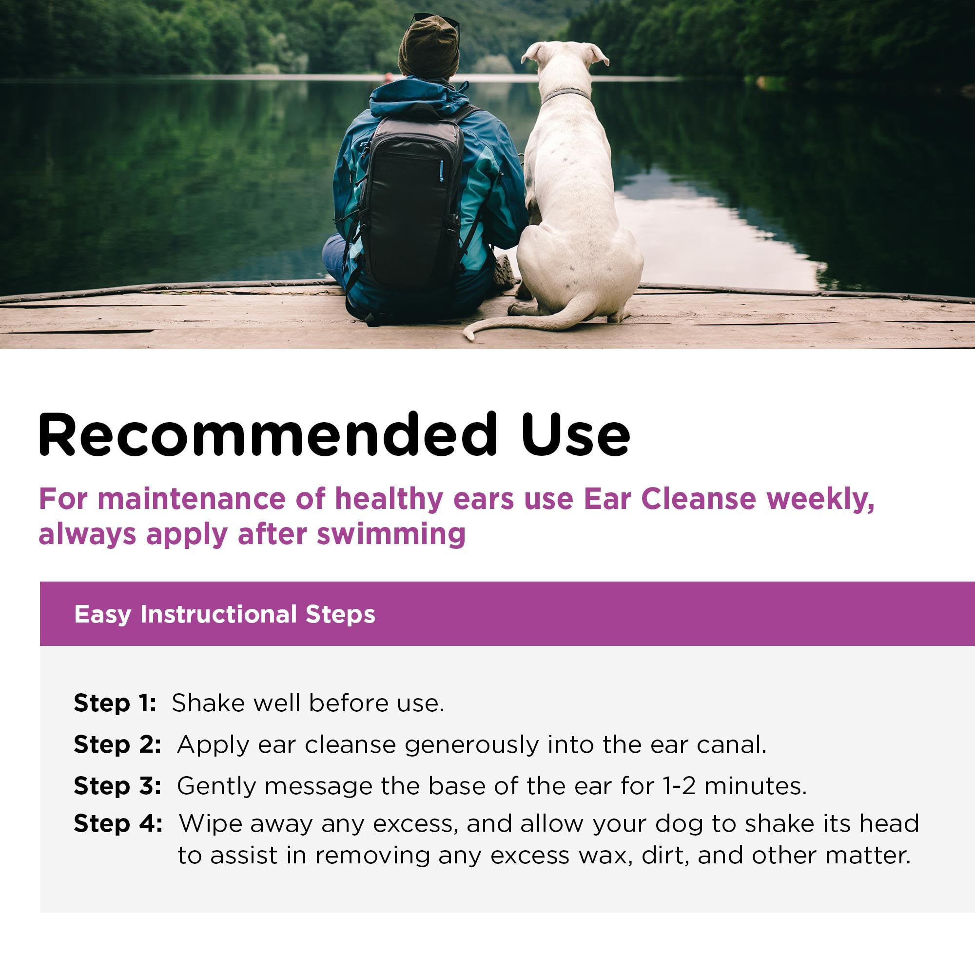 Nutri-Vet application sur oreille de chien, illustre nettoyage confortable