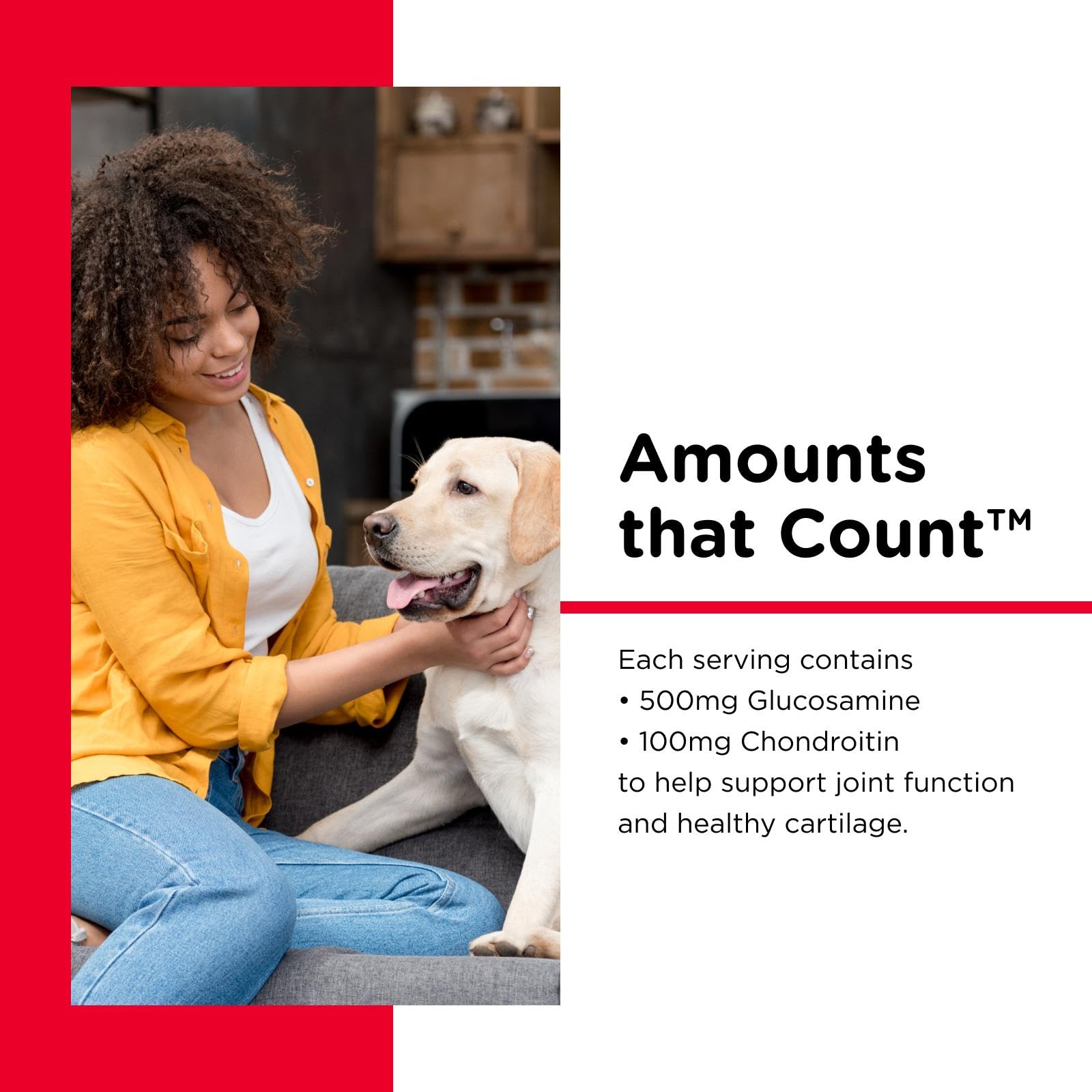 Nutri-Vet chien acceptant comprimé en main, simplifie supplémentation