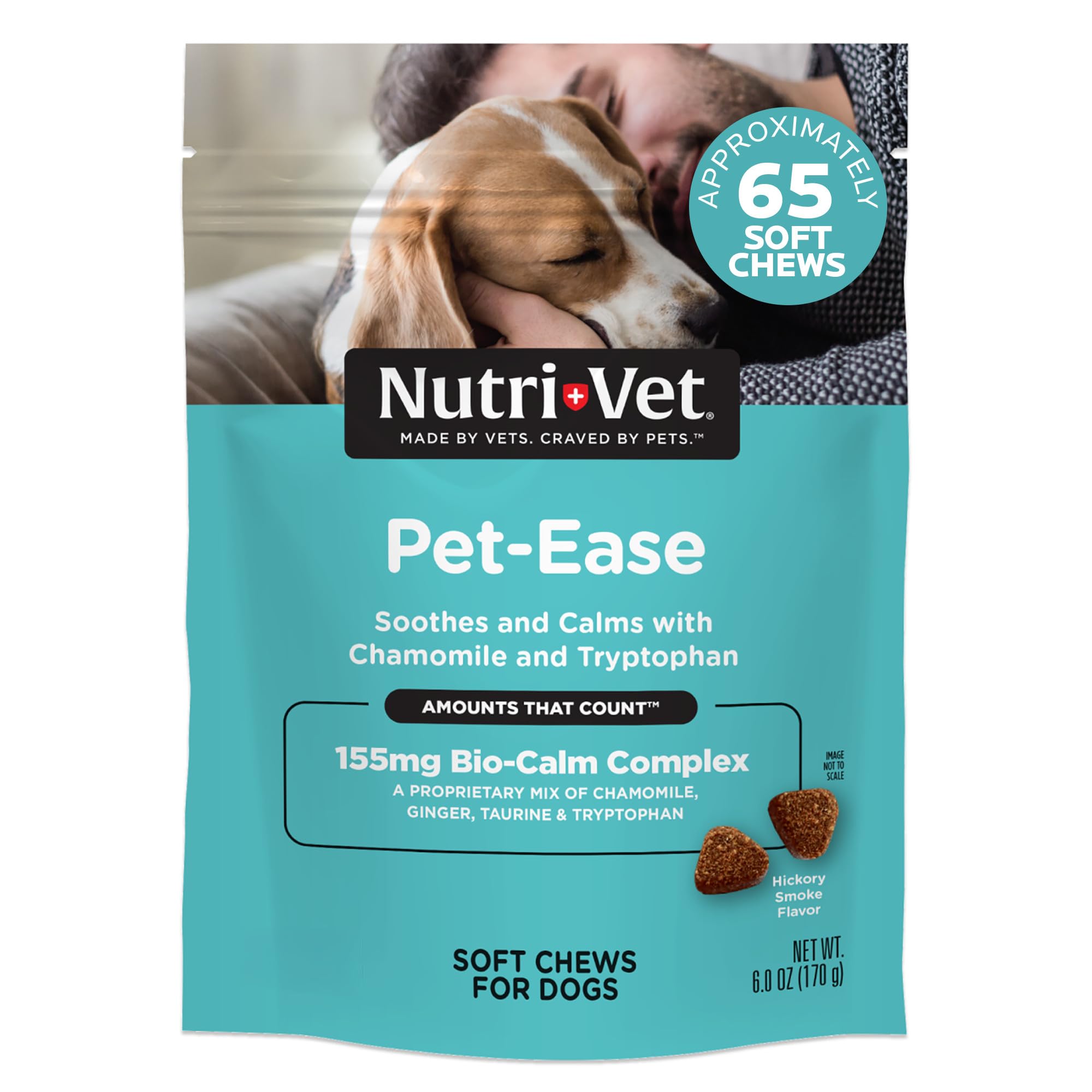 Nutri-Vet emballage avant montrant le produit et tranquillité rassurante