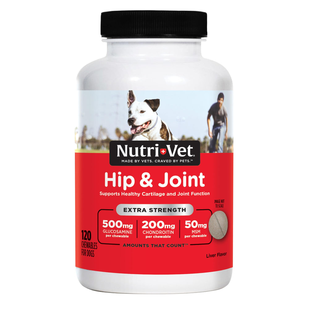 Nutri-Vet emballage avant montrant 120 comprimés et informations produit, confort articulaire