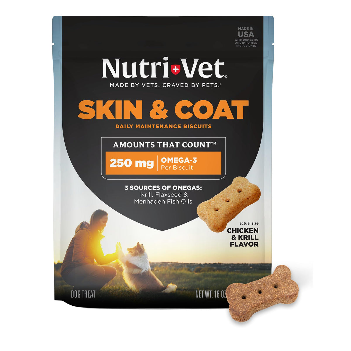 Nutri‑Vet paquet avant montrant l’étiquette et bénéfice peau pelage