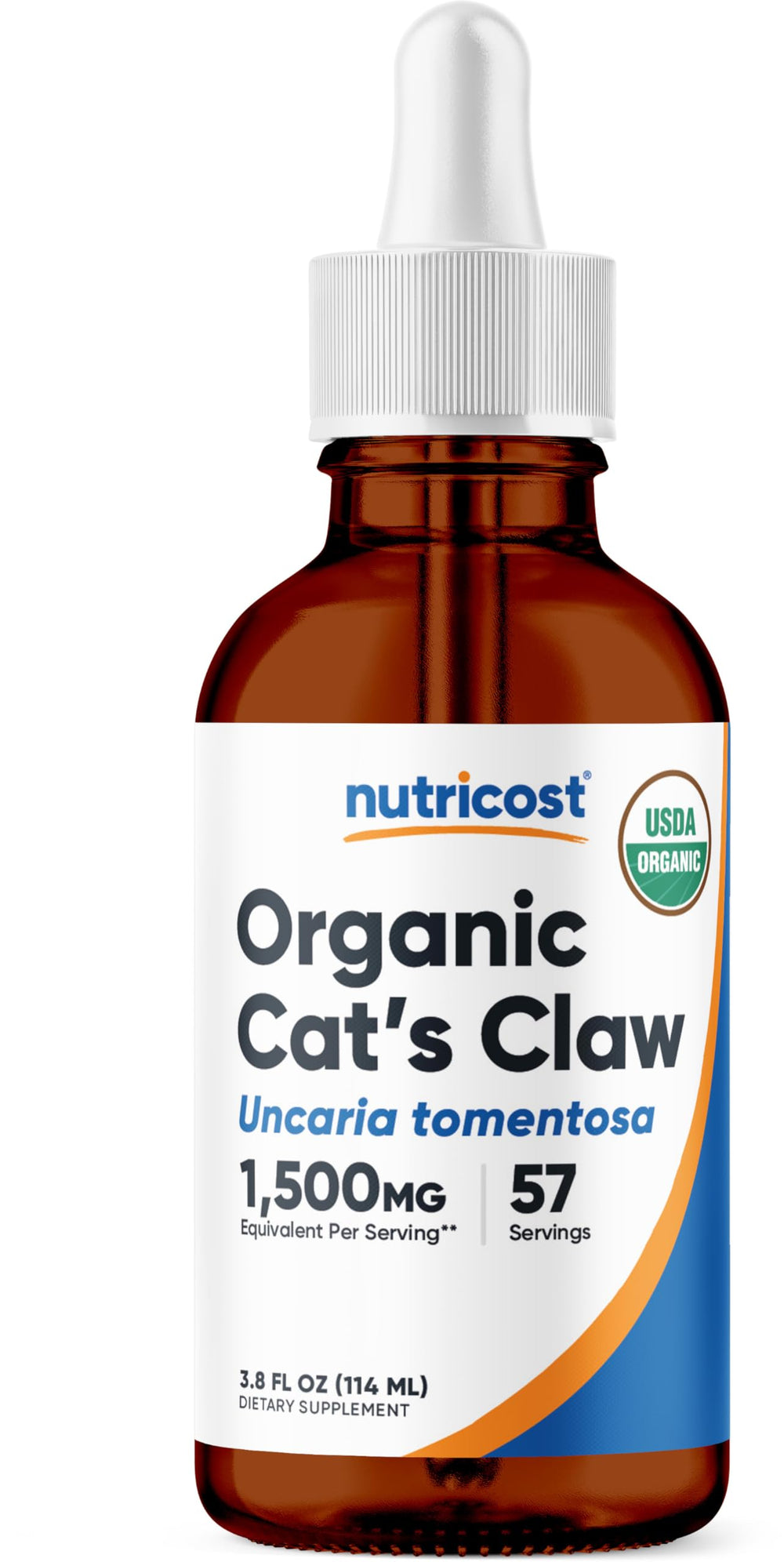 Nutricost flacon face montrant l'étiquette et l'avantage de dosage pratique