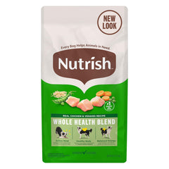 Nutrish sac devant montrant l’étiquette et bénéfice nutritionnel