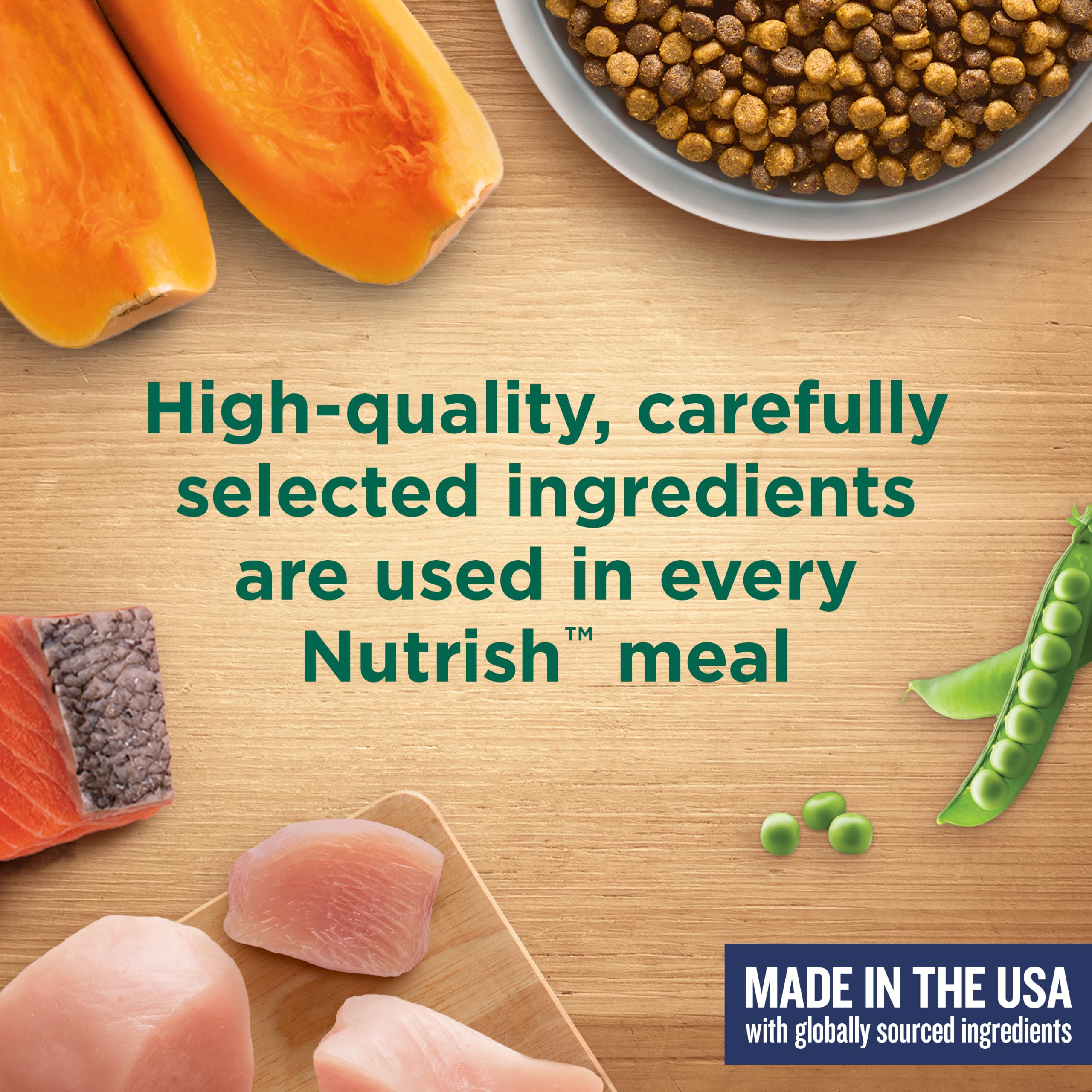 Nutrish emballage côté informations avec instructions de conservation claires
