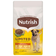 Nutrish sac 6 lb face montrant l'emballage et la marque, rassure sur la qualité