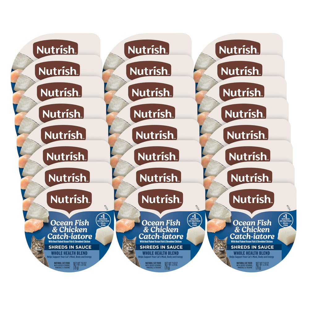 nutrish emballage avant 24 coupelles présentant la marque et variété nutritive