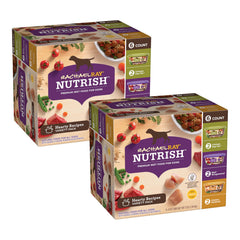 Nutrish paquet 12 barquettes devant montre commodité pour repas variés