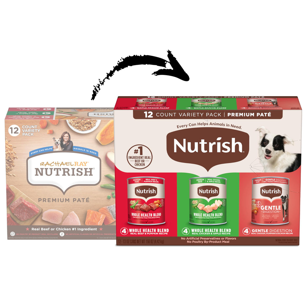 Nutrish gros plan pâté dans boîte montrant texture appétente et fraîcheur