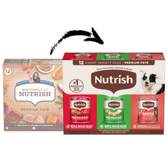 Nutrish gros plan pâté dans boîte montrant texture appétente et fraîcheur