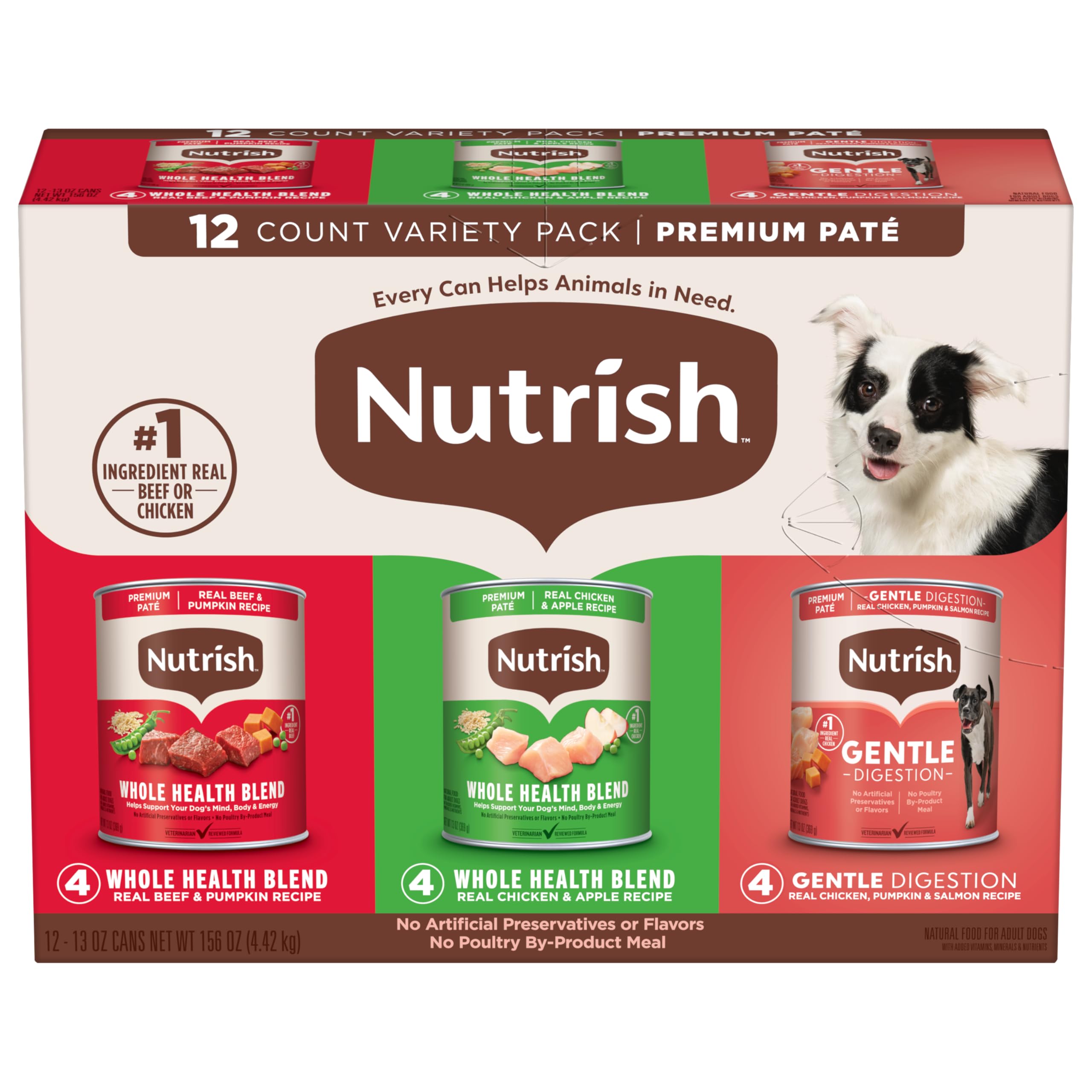Nutrish emballage face avant montrant le pack varié et bénéfice variété