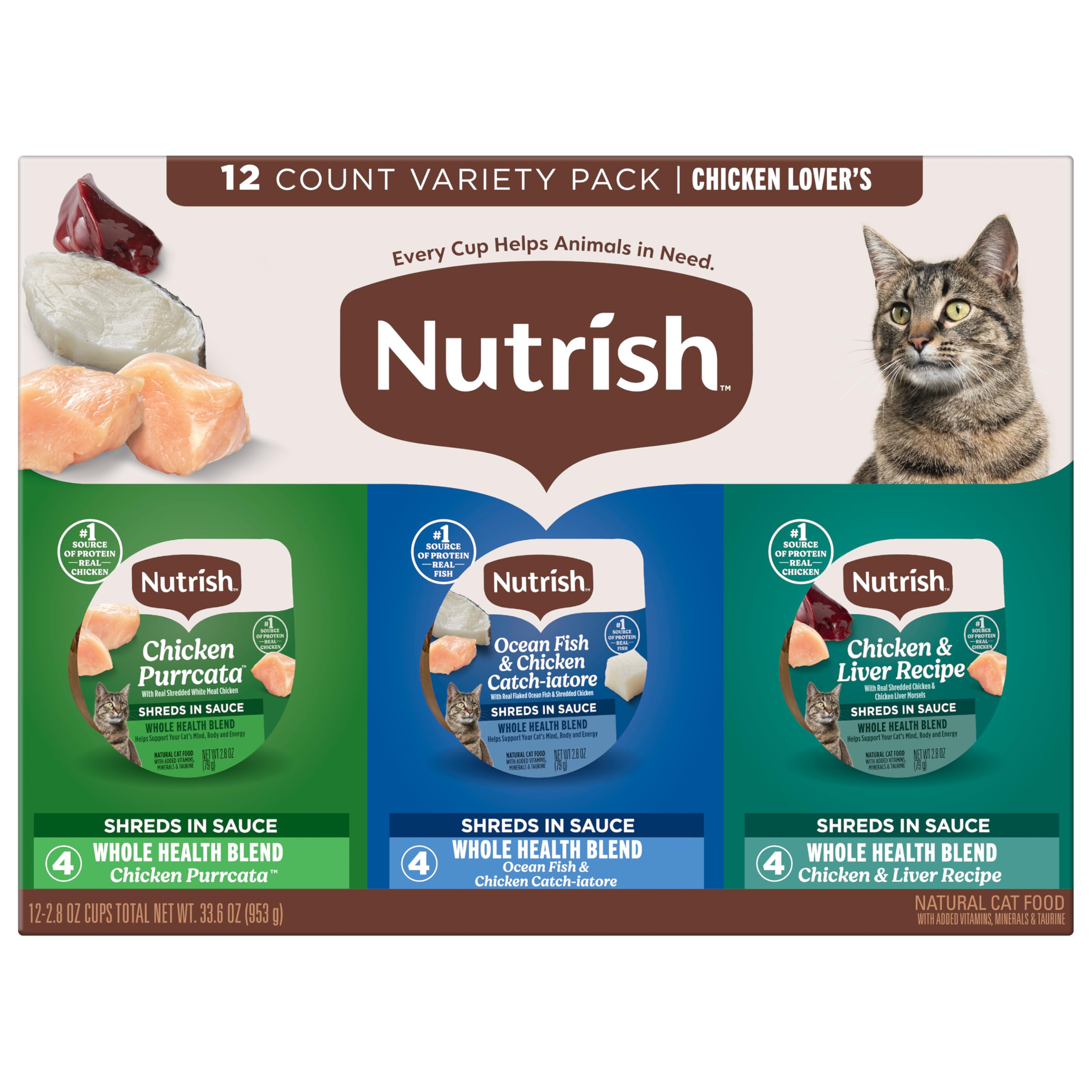 nutrish emballage avant du lot montrant variété et bénéfice pratique