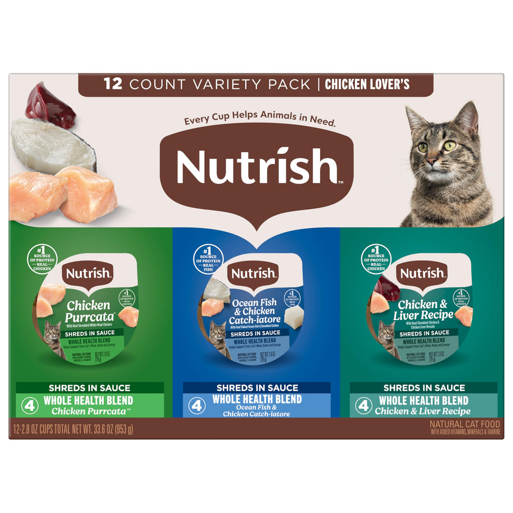 nutrish emballage avant du lot montrant variété et bénéfice pratique