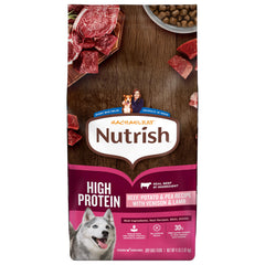 Nutrish Rachael Ray emballage avant montrant la recette bœuf et 30% protéines bénéfique