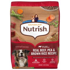 Nutrish sac face avant montrant l'étiquette et l'attrait saveur bœuf