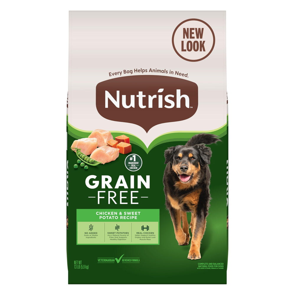 nutrish sac avant présentation montrant l’emballage et bénéfice clarté des ingrédients
